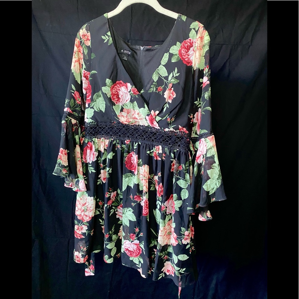 Flowey rose print prom dress